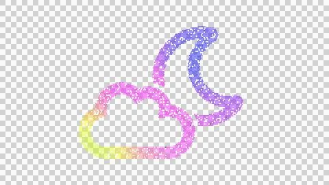 Icon cloud moon is made up of LED square shapes. There are bright diodes and Stock Illustration