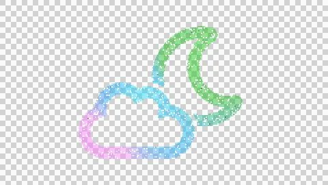 Icon cloud moon is made up of LED square shapes. There are bright diodes and Stock Illustration