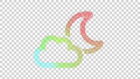 Icon cloud moon is made up of LED square shapes. There are bright diodes and Stock Illustration