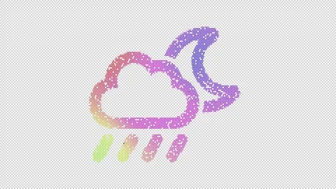 Icon cloud moon rain is made up of LED square shapes that shimmer and flicker. Vídeo Stock 296839038