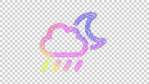 Icon cloud moon rain is made up of LED square shapes. There are bright diodes Stock Illustration