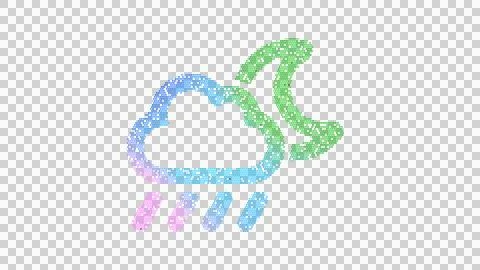 Icon cloud moon rain is made up of LED square shapes. There are bright diodes Stock Illustration