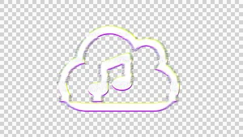 Icon cloud music is distorted. Glitch. Noise, chromatic aberration, geometric Stock Illustration