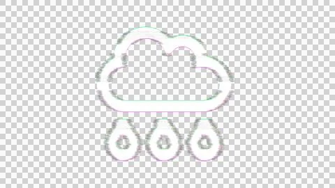 Icon cloud rain is distorted. Glitch. Noise, chromatic aberration, geometric Stock Illustration