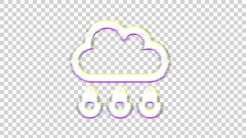 Icon cloud rain is distorted. Glitch. Noise, chromatic aberration, geometric Stock Illustration