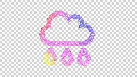 Icon cloud rain is made up of LED square shapes. There are bright diodes and Stock Illustration