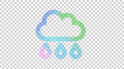 Icon cloud rain is made up of LED square shapes. There are bright diodes and Stock Illustration