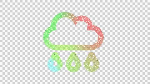 Icon cloud rain is made up of LED square shapes. There are bright diodes and Stock Illustration