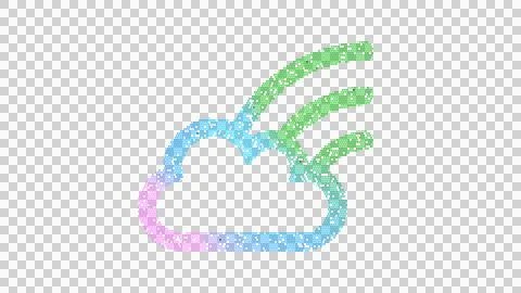 Icon cloud rainbow is made up of LED square shapes. There are bright diodes and Stock Illustration