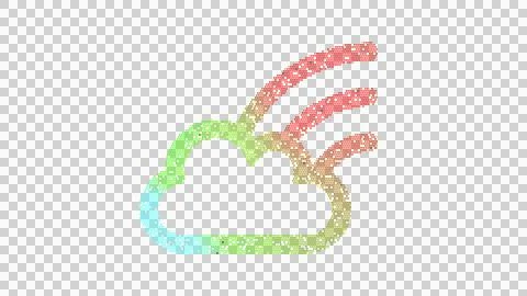 Icon cloud rainbow is made up of LED square shapes. There are bright diodes and Stock Illustration