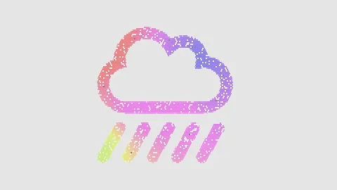 Icon cloud showers heavy is made up of LED square shapes that shimmer and Stock Footage 296833183