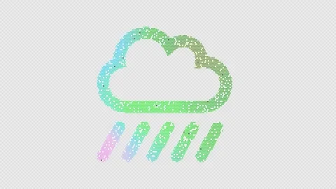 Icon cloud showers heavy is made up of LED square shapes that shimmer and 스톡 동영상 296836409