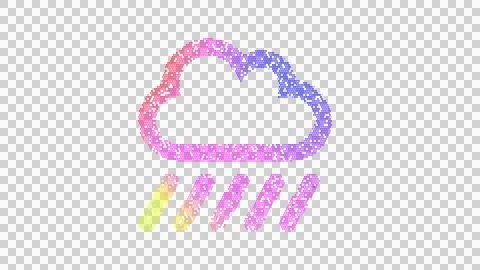 Icon cloud showers heavy is made up of LED square shapes. There are bright Stock Illustration