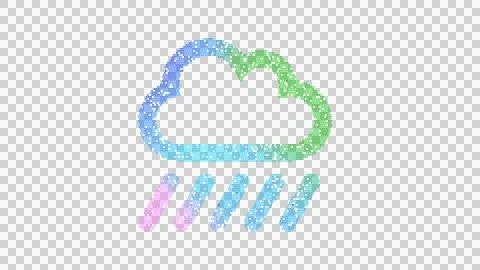Icon cloud showers heavy is made up of LED square shapes. There are bright Stock Illustration