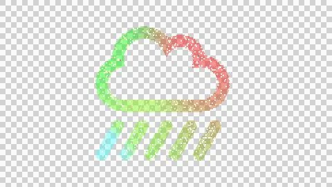 Icon cloud showers heavy is made up of LED square shapes. There are bright Stock Illustration