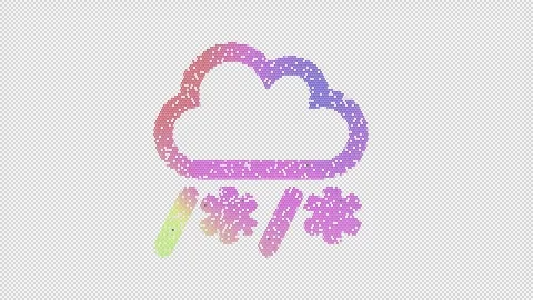 Icon cloud sleet is made up of LED square shapes that shimmer and flicker. There Stock Footage 296839227