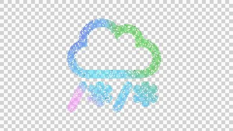 Icon cloud sleet is made up of LED square shapes. There are bright diodes and Stock Illustration