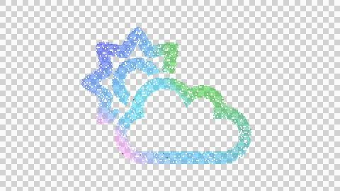 Icon cloud sun is made up of LED square shapes. There are bright diodes and Stock Illustration