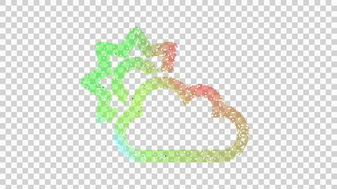 Icon cloud sun is made up of LED square shapes. There are bright diodes and Stock Illustration