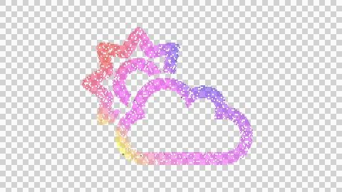 Icon cloud sun is made up of LED square shapes. There are bright diodes and Stock Illustration