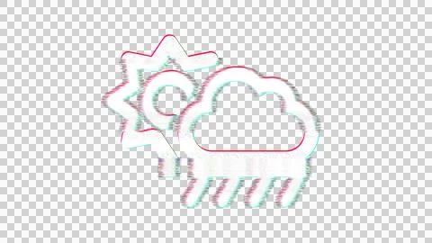 Icon cloud sun rain is distorted. Glitch. Noise, chromatic aberration, geometric Stock Illustration