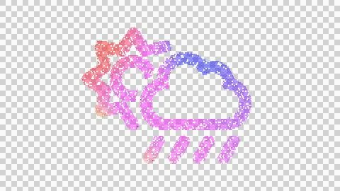 Icon cloud sun rain is made up of LED square shapes. There are bright diodes and Stock Illustration