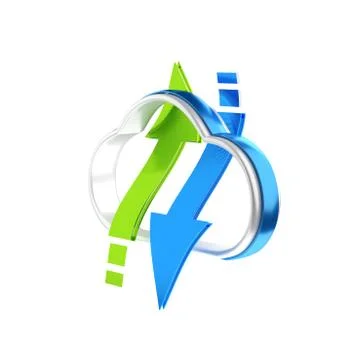 Icon of cloud with two arrows. Download and upload data. Stock Illustration