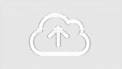 Icon cloud upload is distorted. Glitch. Noise, chromatic aberration, geometric Stock Footage 305894273