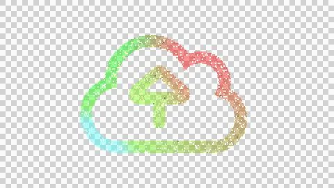 Icon cloud upload is made up of LED square shapes. There are bright diodes and Stock Illustration