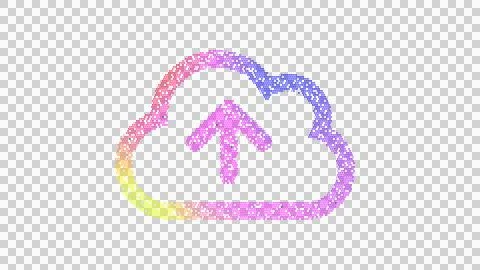 Icon cloud upload is made up of LED square shapes. There are bright diodes and Stock Illustration