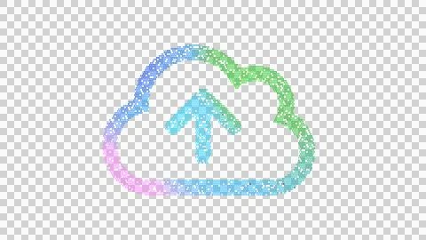 Icon cloud upload is made up of LED square shapes. There are bright diodes and Stock Illustration