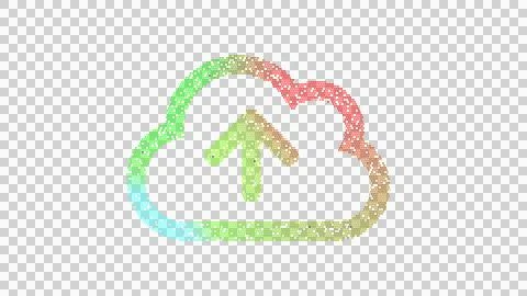 Icon cloud upload is made up of LED square shapes. There are bright diodes and Stock Illustration
