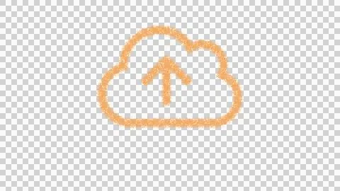 Icon cloud upload is made of yellow grains of sand. Some grains of sand fall Stock Illustration