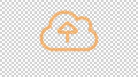 Icon cloud upload is made of yellow grains of sand. Some grains of sand fall Stock Illustration