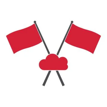 Icon of clouds and two flags on a white background. Vector illustration EPS 1 Stock Illustration