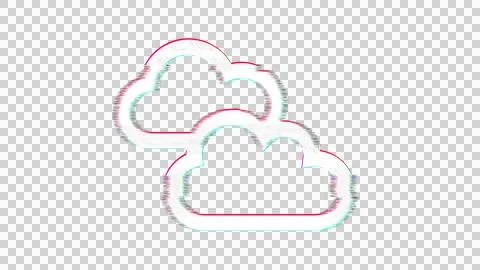 Icon clouds is distorted. Glitch. Noise, chromatic aberration, geometric Stock Illustration