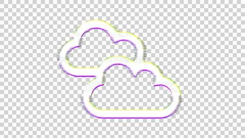 Icon clouds is distorted. Glitch. Noise, chromatic aberration, geometric Stock Illustration