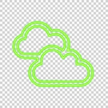 Icon clouds from the flow of energy of green color. Shimmering neon Stock Illustration