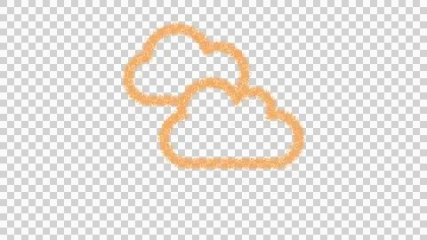 Icon clouds is made of yellow grains of sand. Some grains of sand fall down. Stock Illustration