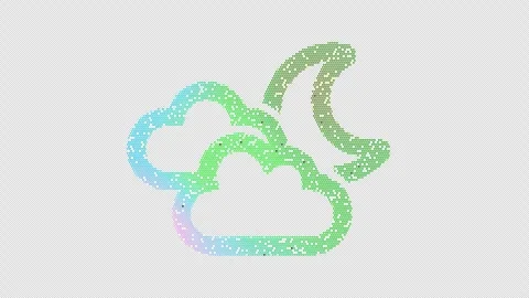 Icon clouds moon is made up of LED square shapes that shimmer and flicker. There Vídeo Stock 296836896