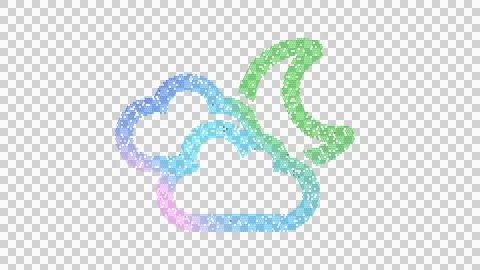 Icon clouds moon is made up of LED square shapes. There are bright diodes and Stock Illustration