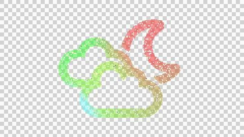 Icon clouds moon is made up of LED square shapes. There are bright diodes and Illustrazione stock