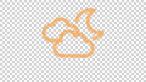 Icon clouds moon is made of yellow grains of sand. Some grains of sand fall Stock Illustration