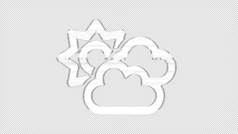 Icon clouds sun is distorted. Glitch. Noise, chromatic aberration, geometric Stock Footage 305894596
