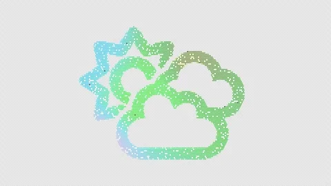 Icon clouds sun is made up of LED square shapes that shimmer and flicker. There Stock Footage 296837024
