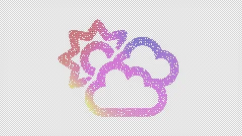 Icon clouds sun is made up of LED square shapes that shimmer and flicker. There Stock Footage 296839294