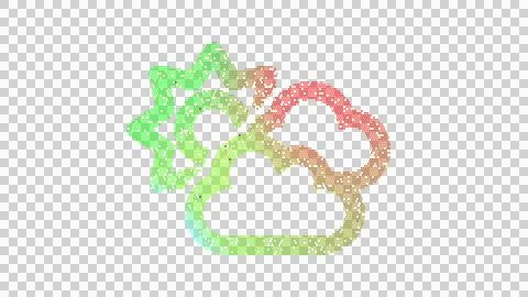 Icon clouds sun is made up of LED square shapes. There are bright diodes and Stock Illustration