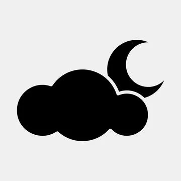 Icon cloudy night. Weather elements symbol. Icons in glyph style. Good for .. イラスト素材