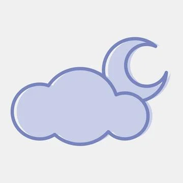 Icon cloudy night. Weather elements symbol. Icons in two tone style. Good f.. イラスト素材