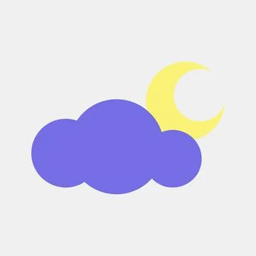 Icon cloudy night. Weather elements symbol. Icons in flat style. Good for p.. Illustrazione stock